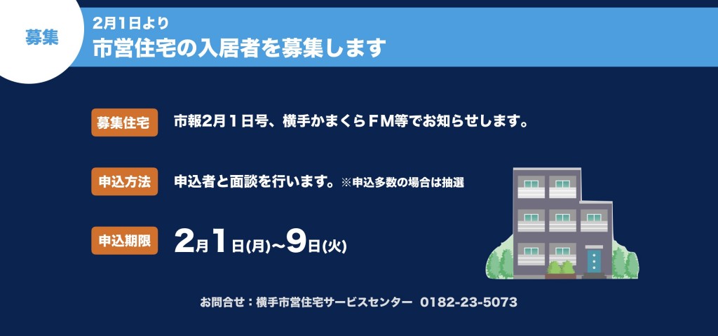 2月1日より市営住宅の入居者を募集します