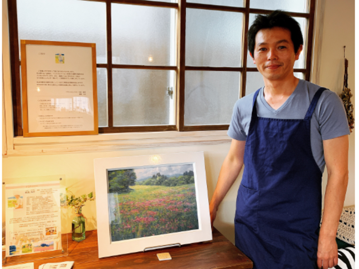 横手・十文字駅前のカフェで絵画展　秋田の画家とコラボ企画